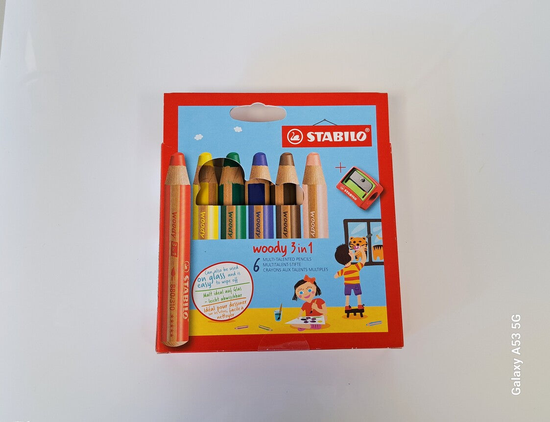 Pochette de 6 STABILO Woody 3 in 1 + 1 taille-crayon