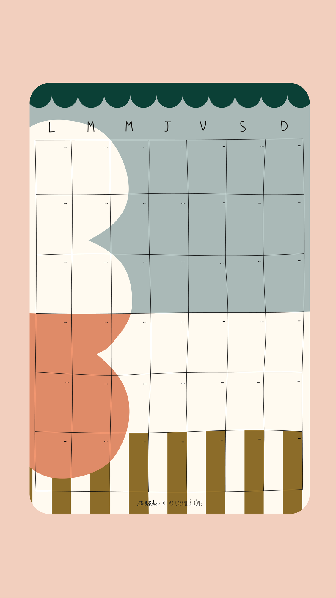 Calendrier mensuel magnétique - Chic