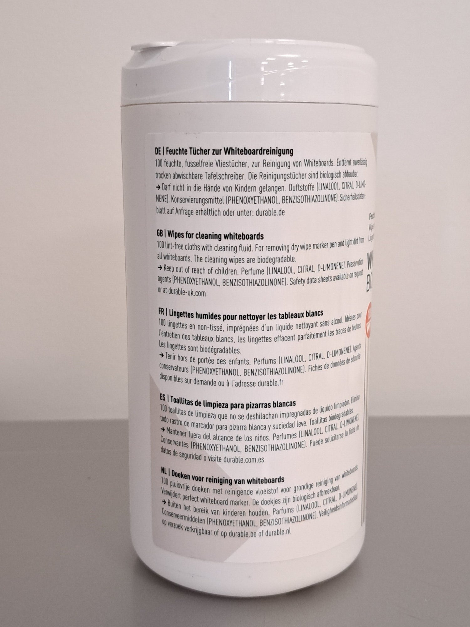 Lingettes humides nettoyantes pour tableaux blancs