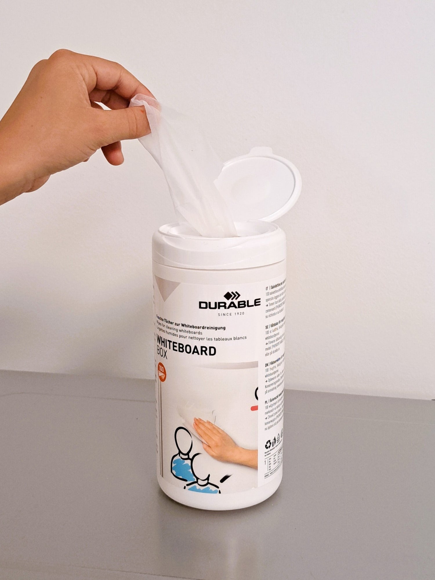 Lingettes humides nettoyantes pour tableaux blancs