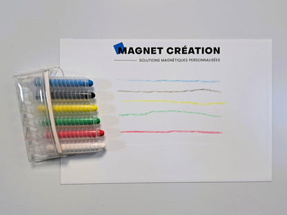 Lot de 6 craies rétractables avec pochette magnétique