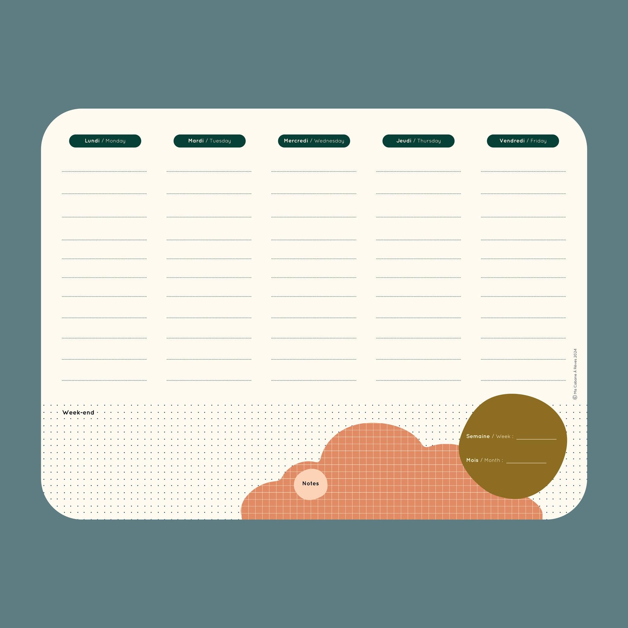 Semainier magnétique - Blush